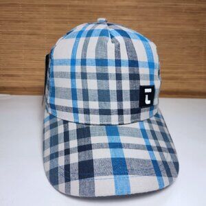 Tour Mission Golf Hat Cap Womens Blue & White Plaid Snapback Adjustable